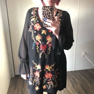 Umgee Black Tunic with beautiful embroidery